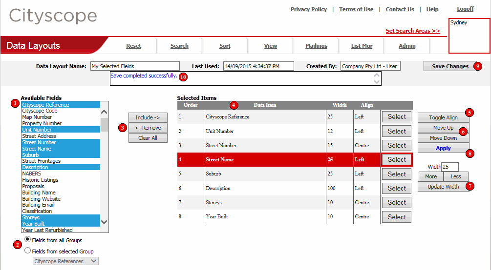 Create New Data Layouts Window